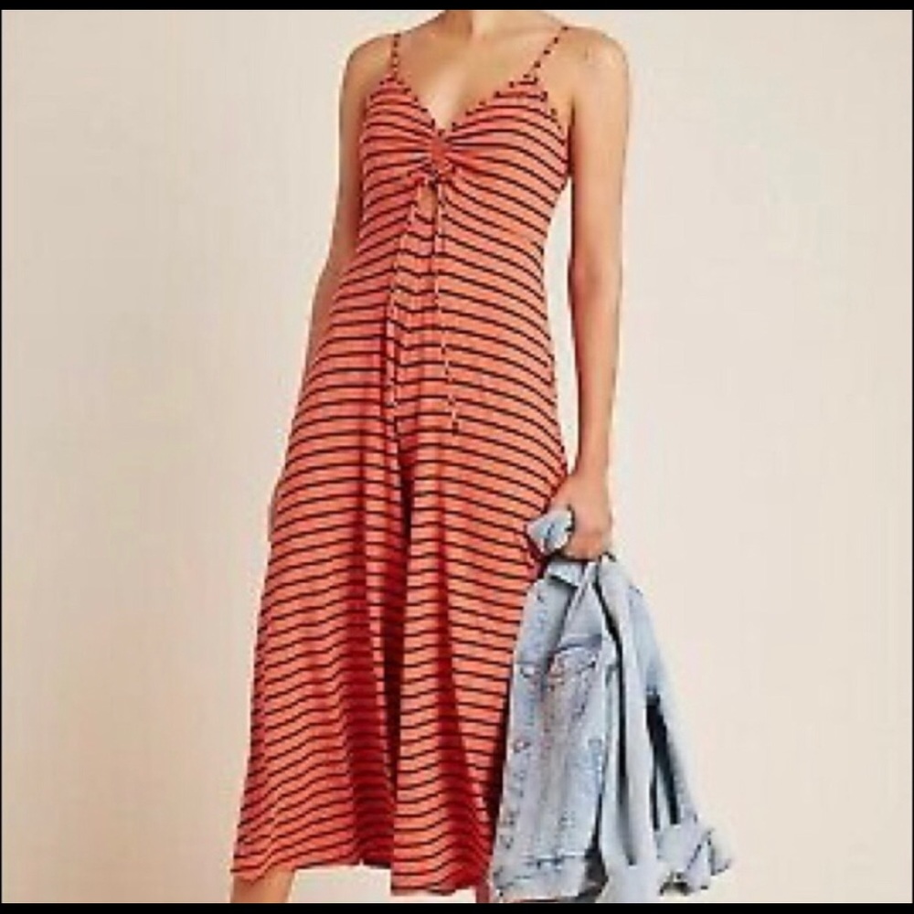 Anthropologie Striped Jetsetter cropped Jumpsuit size small